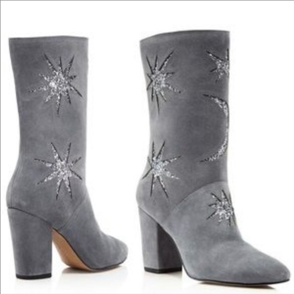 🌟 AVEC LES FILLES Gray Stack Heel Booties - Picture 1 of 4